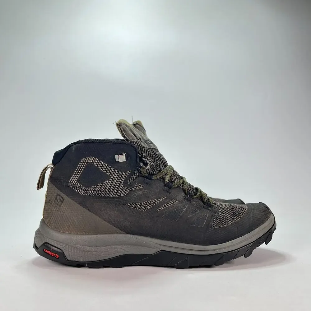 Salomon Outline Mid GTX Olive Green Waterproof Hiking Boots 404763 Mens Sz 10.5
